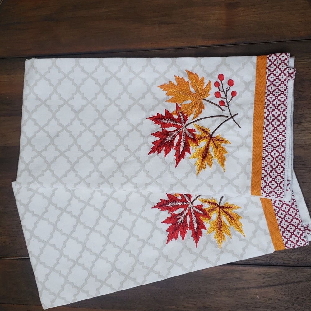 World Market NWOT Embroidered Fall Kitchen Towels